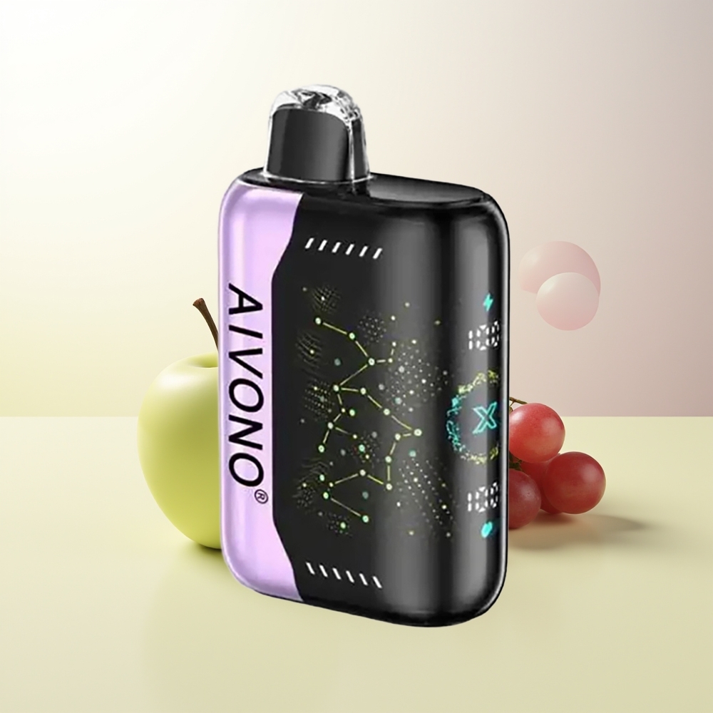 Aivono Aim Boom 25000 Puffs Grönt Äpple Druva 0 2 3 5 Nikotin 28ml E-Liquid 650mAh Batteri 12 ohm Mesh Coil Typ-C Laddning 90g Vikt