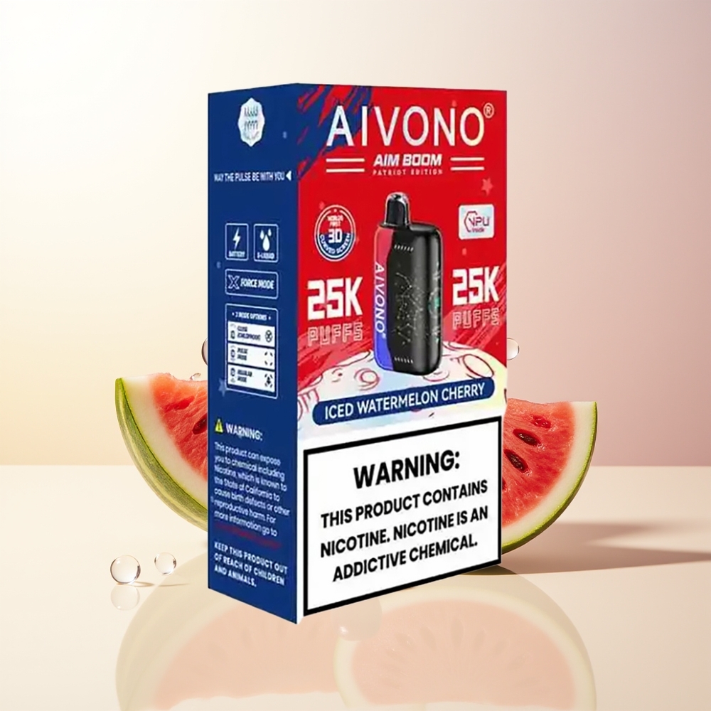 Aivono Aim Boom 25000 Puffs Isad Vattenmelon Körsbär 28ml 650mAh 12 ohm Mesh Coil Type-C 90g