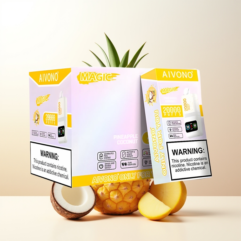 Aivono Aim Magic 20000 Puffs Ananas Kokos Typ-C Laddbar LCD Display Dual Mesh Coils