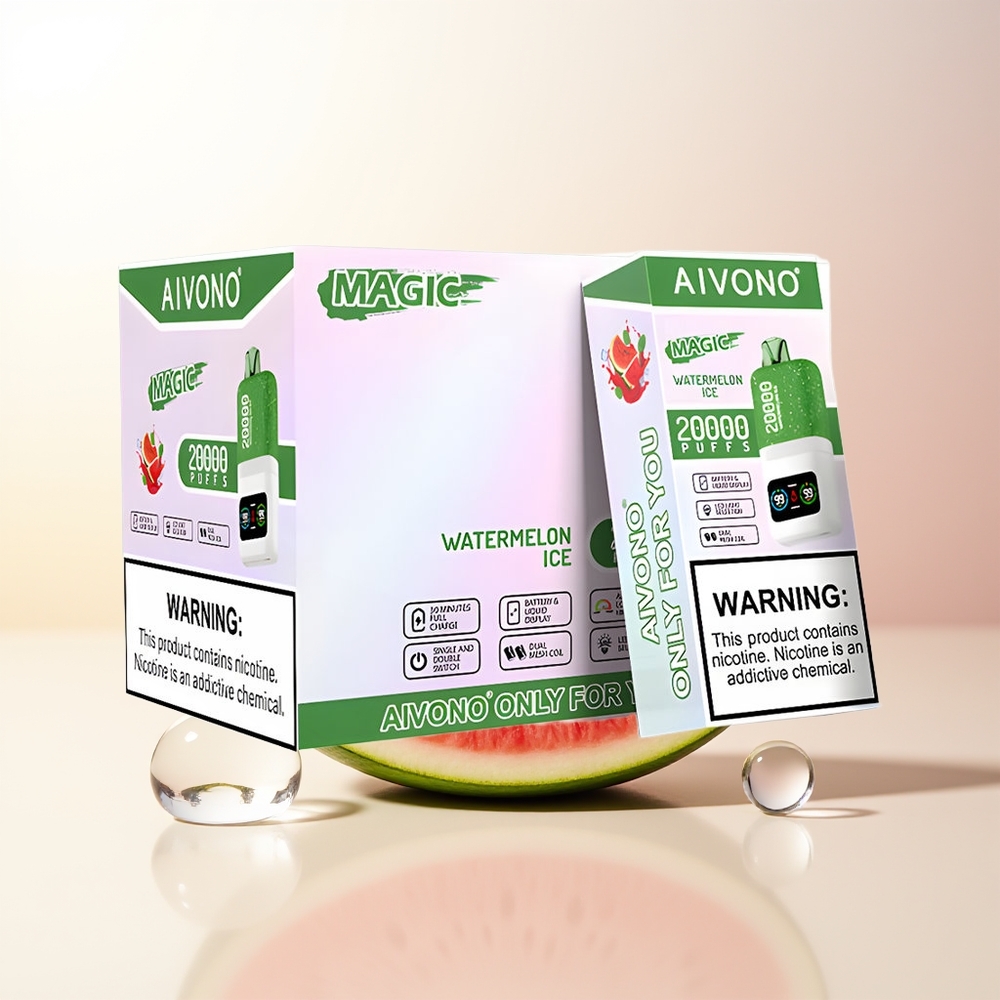 Aivono Aim Magic 20000 Puffs Vattenmelon Is LCD Typ-C Laddbar Dual Mesh Coils 26ml E-vätska