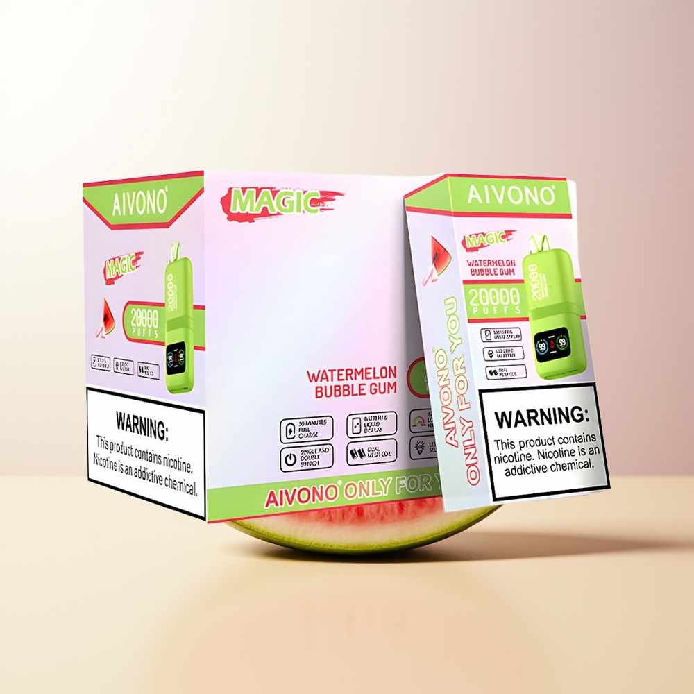 Aivono Aim Magic 20000 Puffs Vattenmelon Tuggummi LCD Typ-C Laddbar Dual Mesh Coils