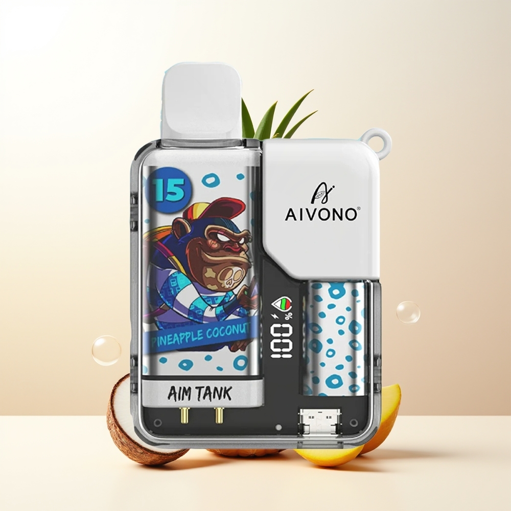 Aivono Aim-Tank 9500 Puffs Ananas Kokosnöd 18ml E-liquid 650mAh LCD 12ohm Mesh Coil