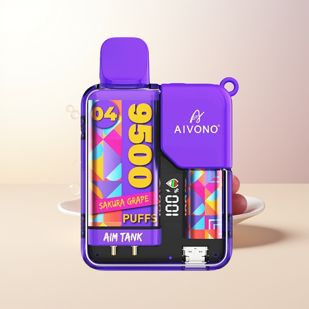 Aivono Aim-Tank 9500 Puffs Sakura Vindruva 18ml 650mAh LCD 12ohm Mesh Coil