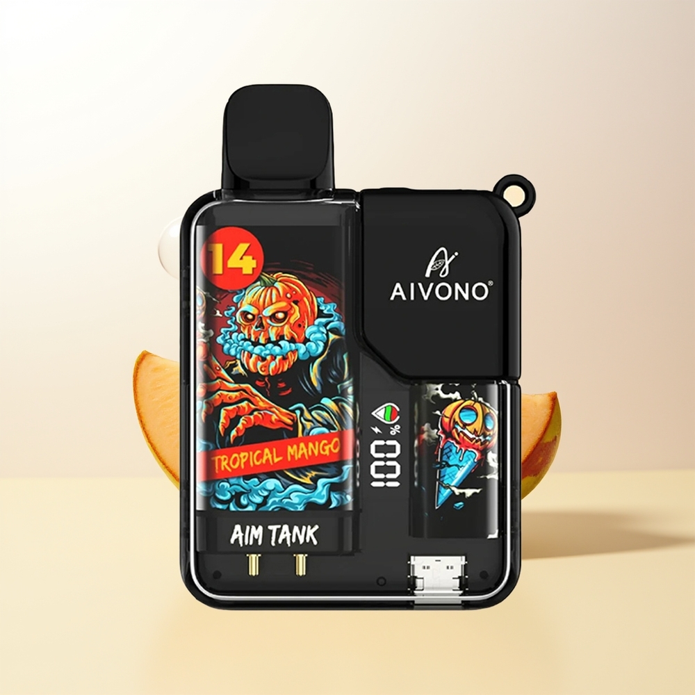 Aivono Aim-Tank 9500 Puffs Tropisk Mango 18ml 650mAh LCD 12ohm Mesh Coil