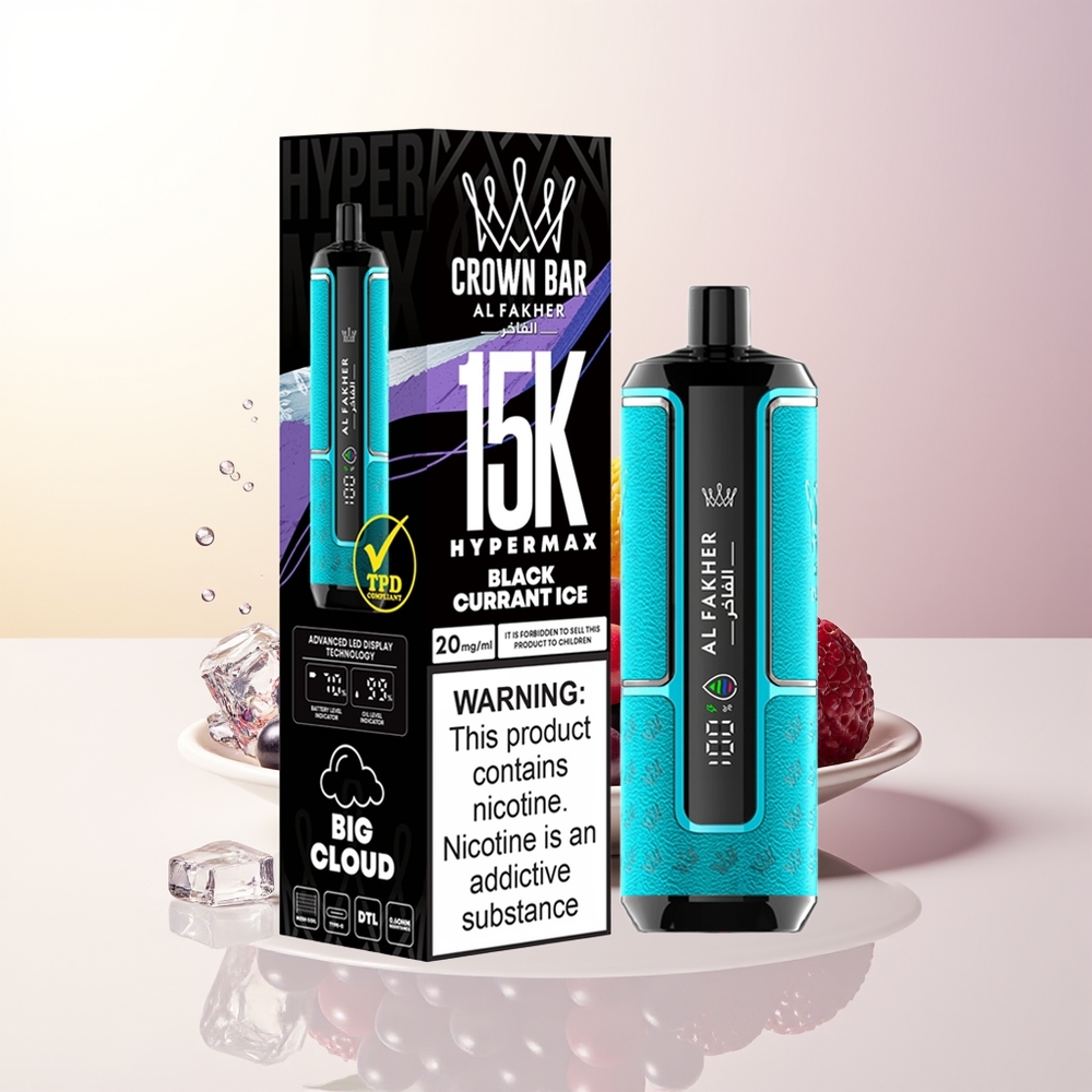 Al Fakher Crown Bar 15 000 Puffar Svartvinbär Is DTL 22ml 600mAh Type-C Portabel
