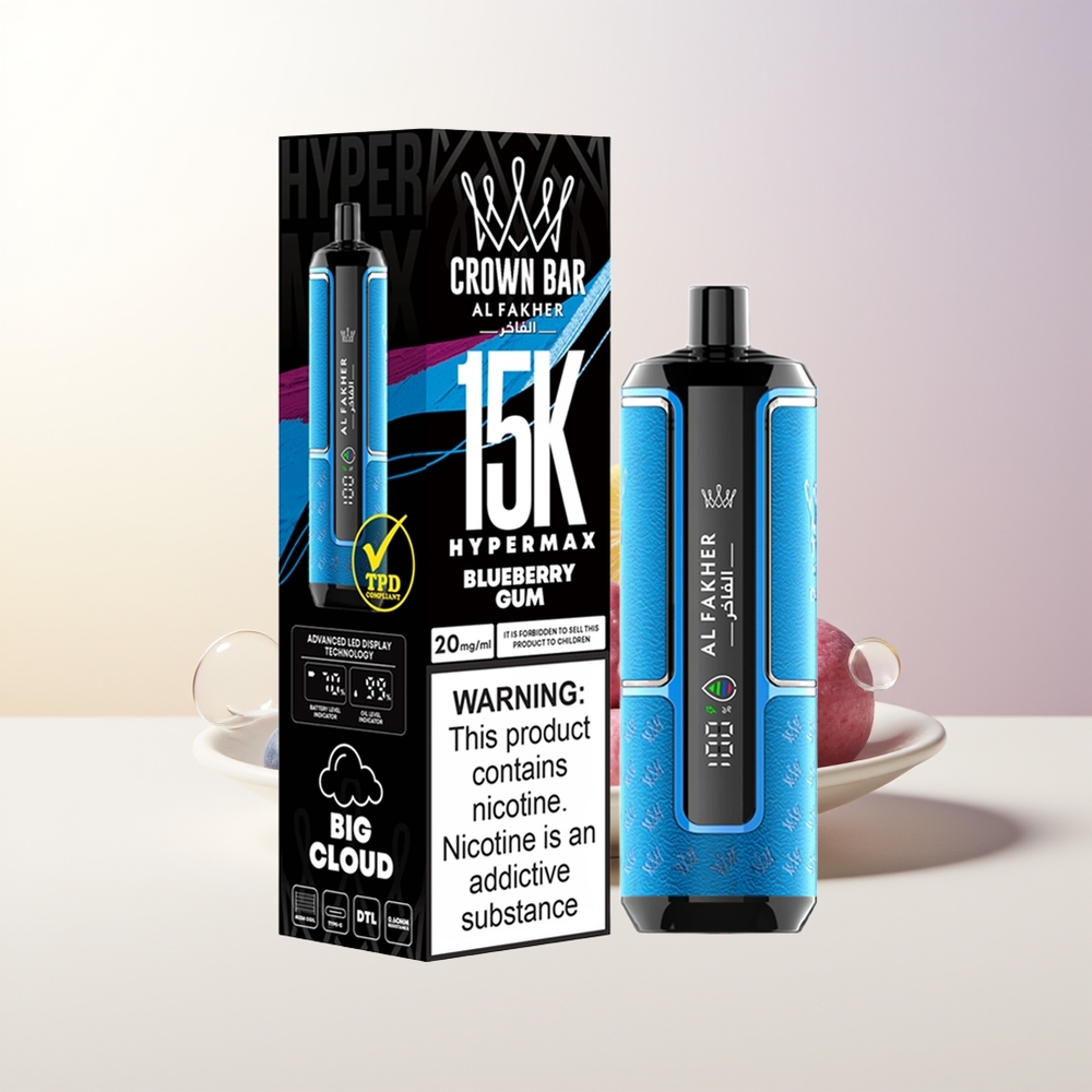Al Fakher Crown Bar 15K Blåbärs Tuggummi 22ml 600mAh Type-C DTL 6mg/ml