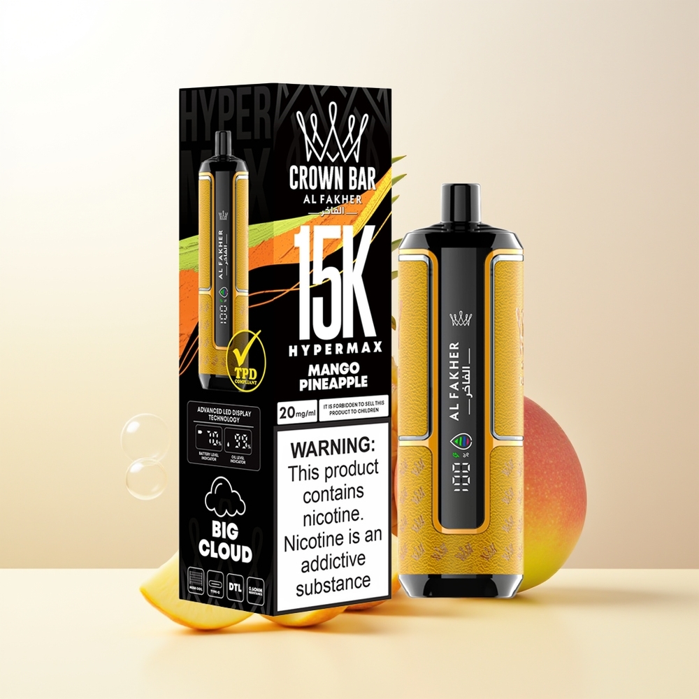 Al Fakher Crown Bar 15K Hypermax Engångs Vape Mango Ananas 22ml 600mAh Type-C