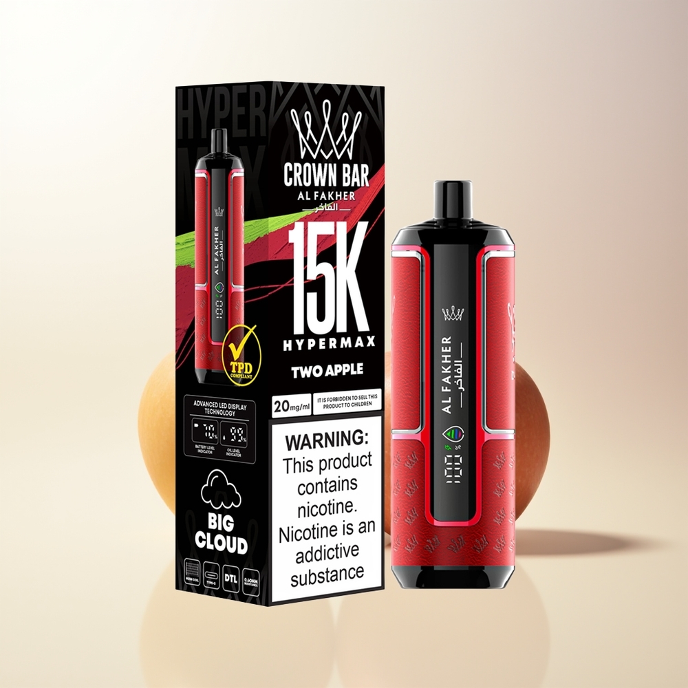 Al Fakher Crown Bar 15K Två Äpple 22ml 600mAh Typ-C Portabel DTL 6mg/ml