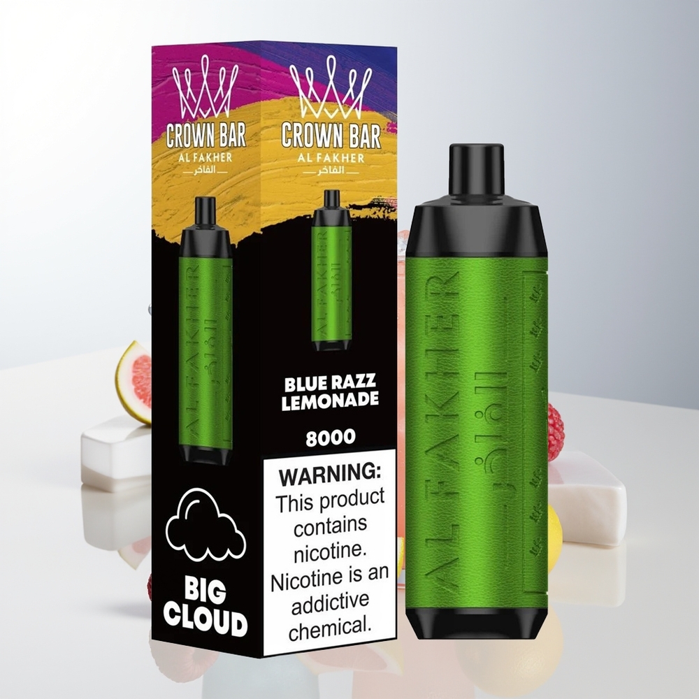 Al Fakher Crown Bar 8000 Blå Hallon Citron E-Liquid 18ml USB-C