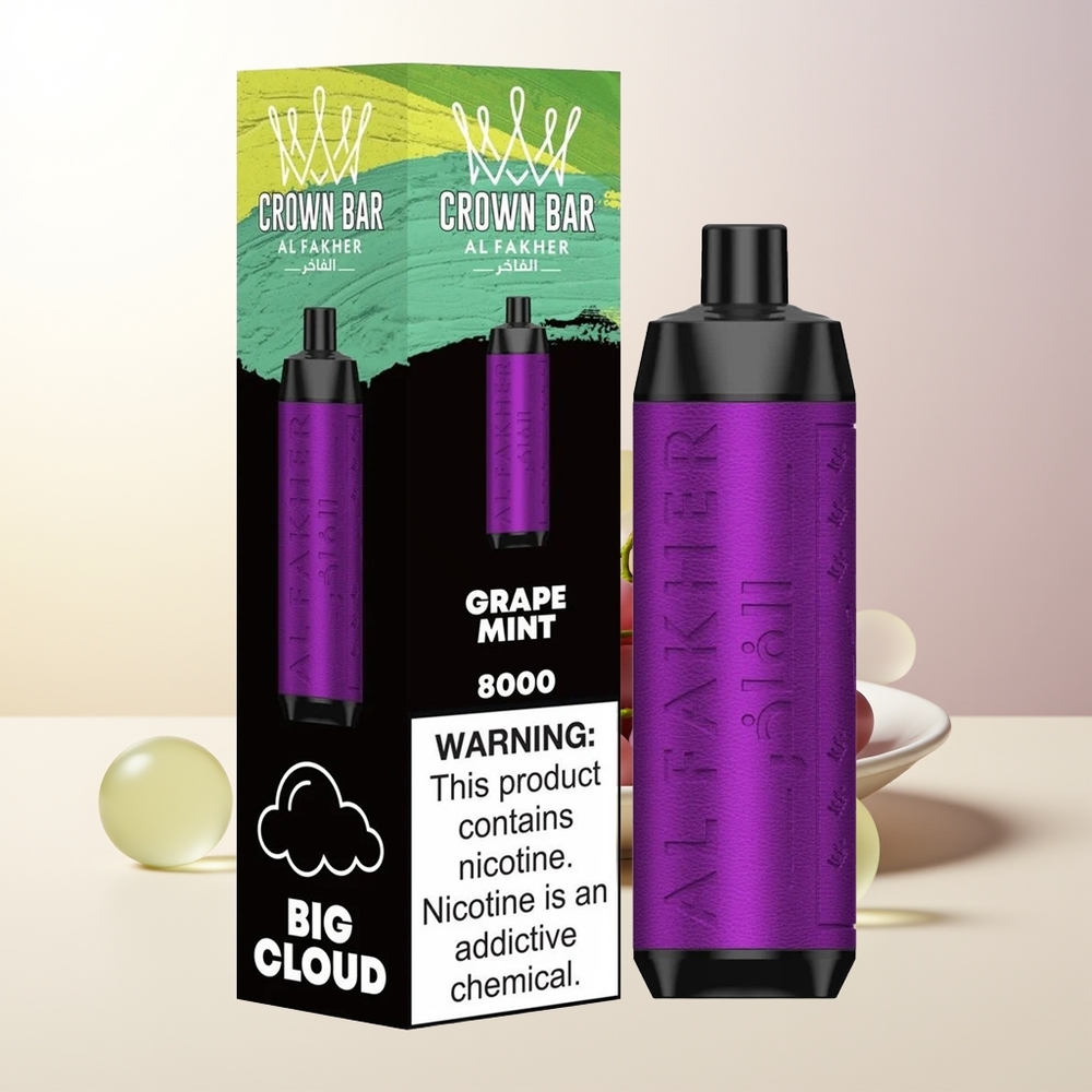 Al Fakher Crown Bar 8000 Druva Mynta 600mah 18ml 5mg 06ohm USB-C