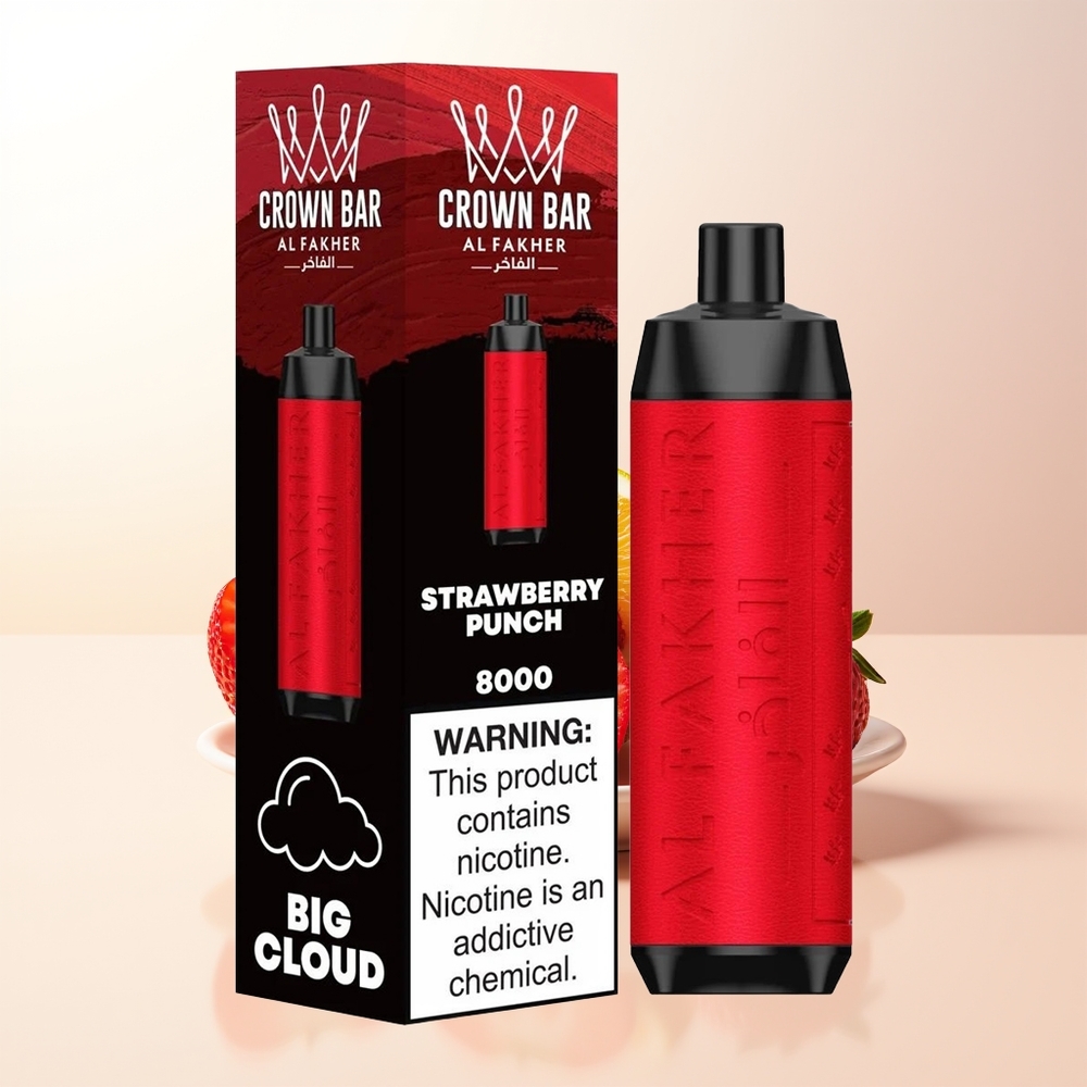 Al Fakher Crown Bar 8000 Jordgubbs Punch 600mah 18ml 5mg USB-C 06ohm
