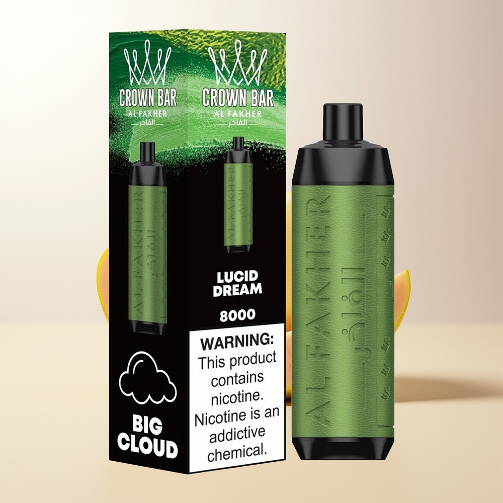 Al Fakher Crown Bar 8000 Kristall Engångs Vape Ljus Dröm 600mah 18ml 5mg 06ohm USB-C