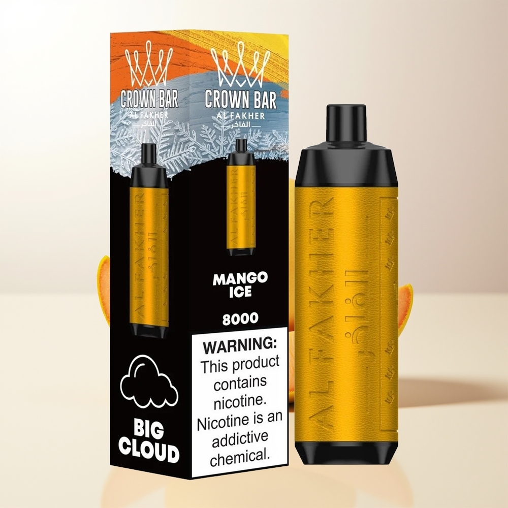 Al Fakher Crown Bar 8000 Mango Is 18ml 5mg Nikotin 600mah Batteri USB-C