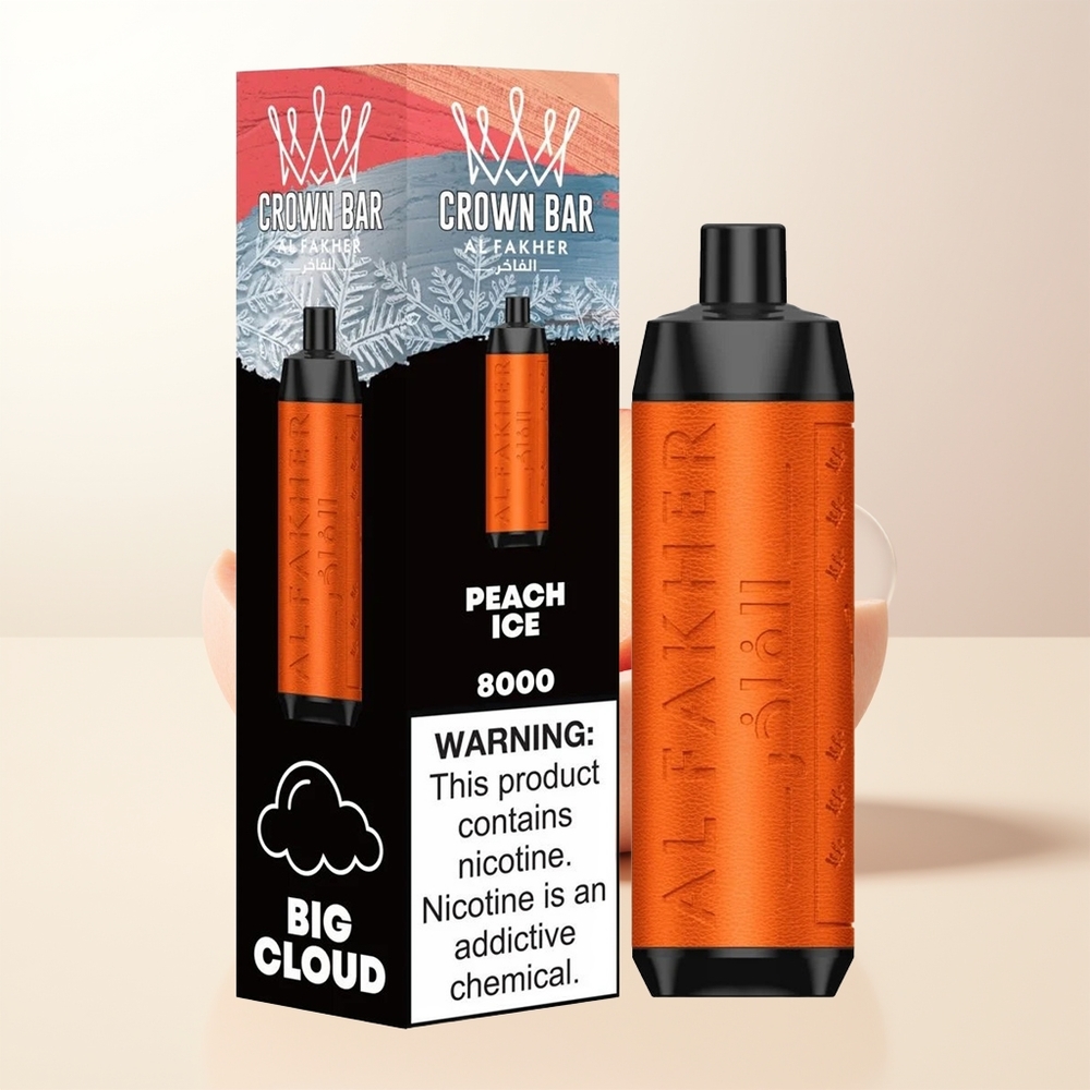 Al Fakher Crown Bar 8000 Persika Is Kristall Engångs Vape 600mah 18ml 5mg 06ohm