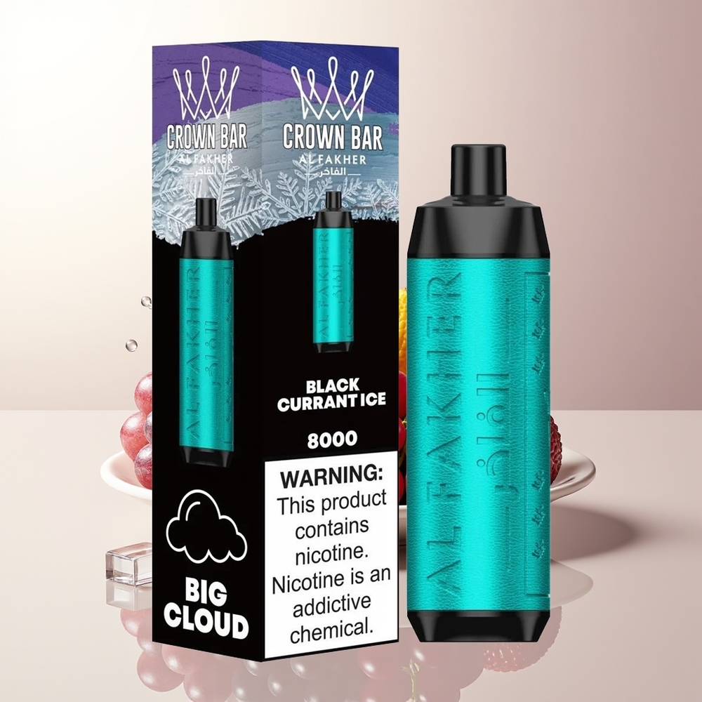 Al Fakher Crown Bar 8000 Svart Vinbär Is 18ml 5mg Nikotin USB-C 600mAh 06ohm Munstycke