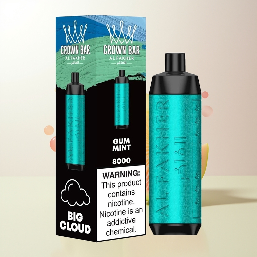 Al Fakher Crown Bar 8000 Tuggmynta Kristall Engångs Vape USB-C 18ml 5mg 06ohm 600mAh