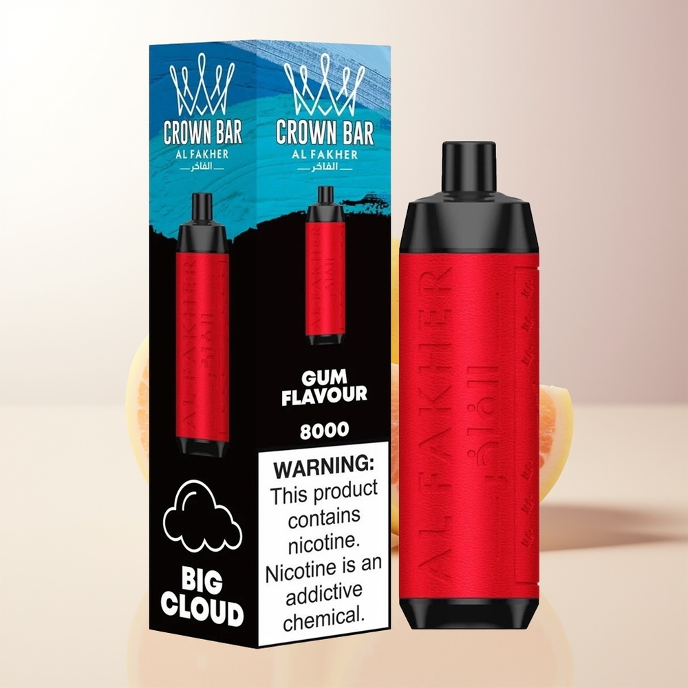 Al Fakher Crown Bar 8000 Tuggummi Smak 600mah 18ml 5mg 06ohm USB-C