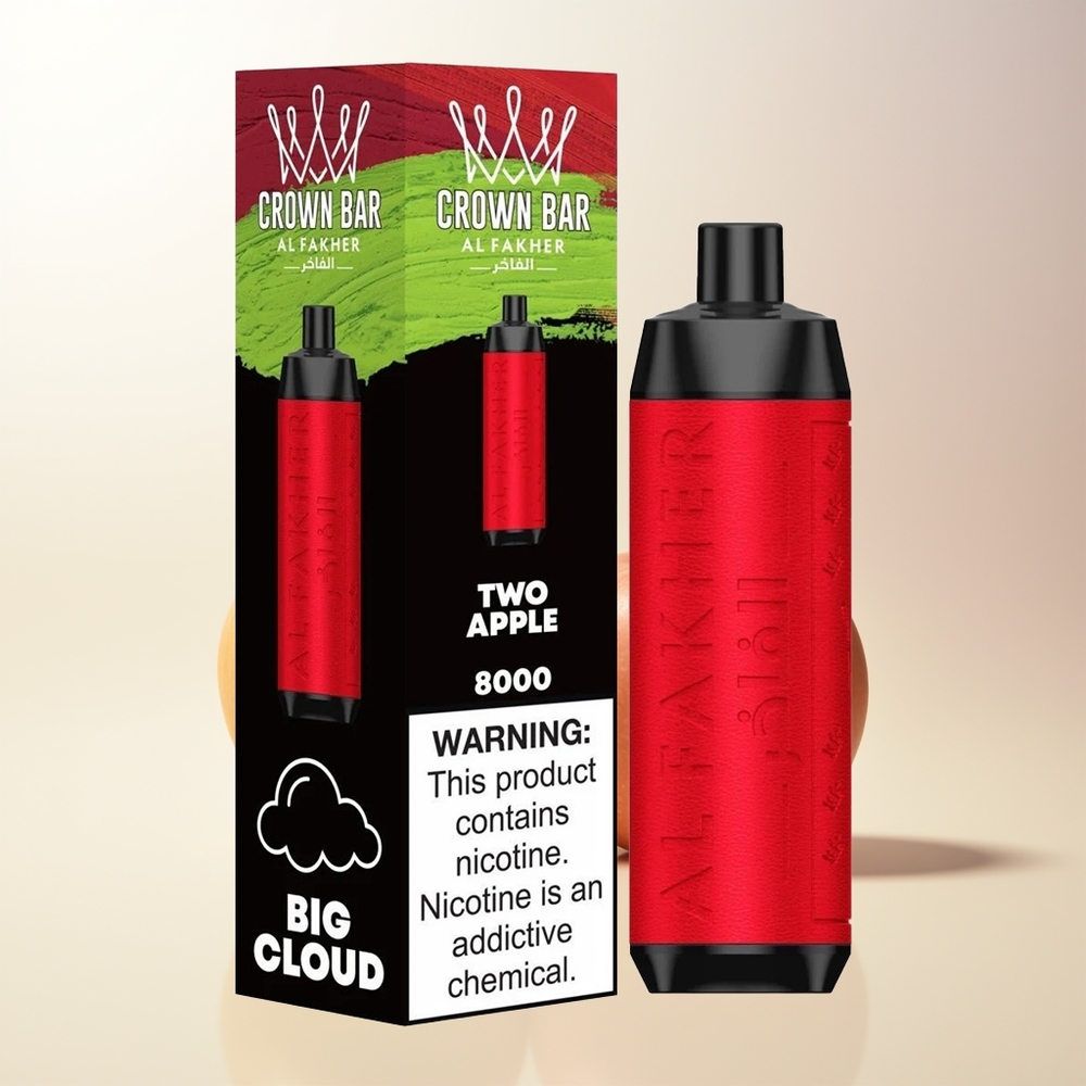 Al Fakher Crown Bar 8000 Två Äpple 600mah 18ml 5mg Nicotin 06 ohm Coil USB-C