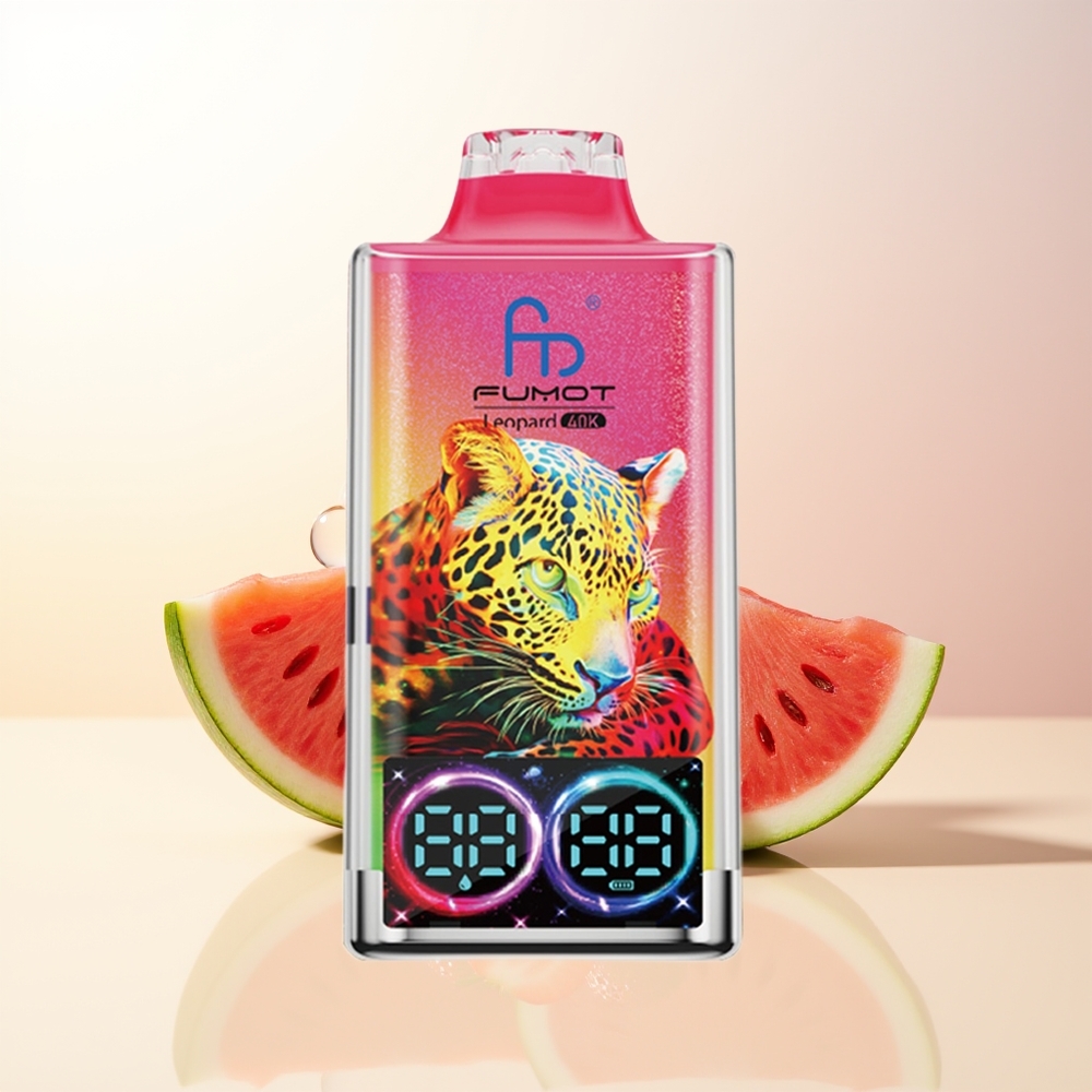 Fumot Leopard 40000 Puffs Jordgubb Vattenmelon 0 2 3 5 Nikotin 700mAh Dual Mesh Typ-C Laddning Digital Rör Oljekraftdisplay
