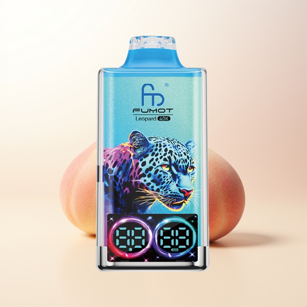Fumot Leopard 40000 Puffs Persika Bär Dual Mesh Digital Tube Type-C 700mAh 0 2 3 5 Nicotine