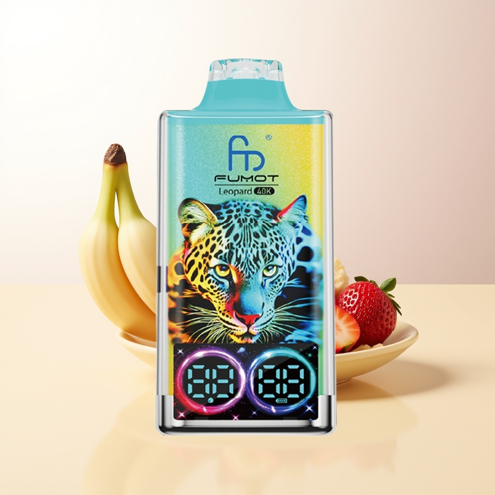 Fumot Leopard 40K Puffs 0 Nikotin Jordgubb Banan 700mAh Dual Mesh Type-C Digital Tube
