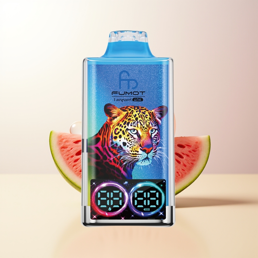 Fumot Leopard 40K Puffs Vattenmelon Tuggummi 0 Nicotine 700mAh Battery Dual Mesh Type-C Digital Tube