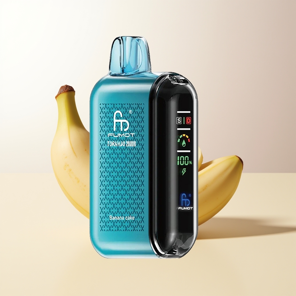 Fumot Tornado 20000 Puffs Banankaka Dual Mesh 20ml Smart Display Luftflödeskontroll 2 Nikotin