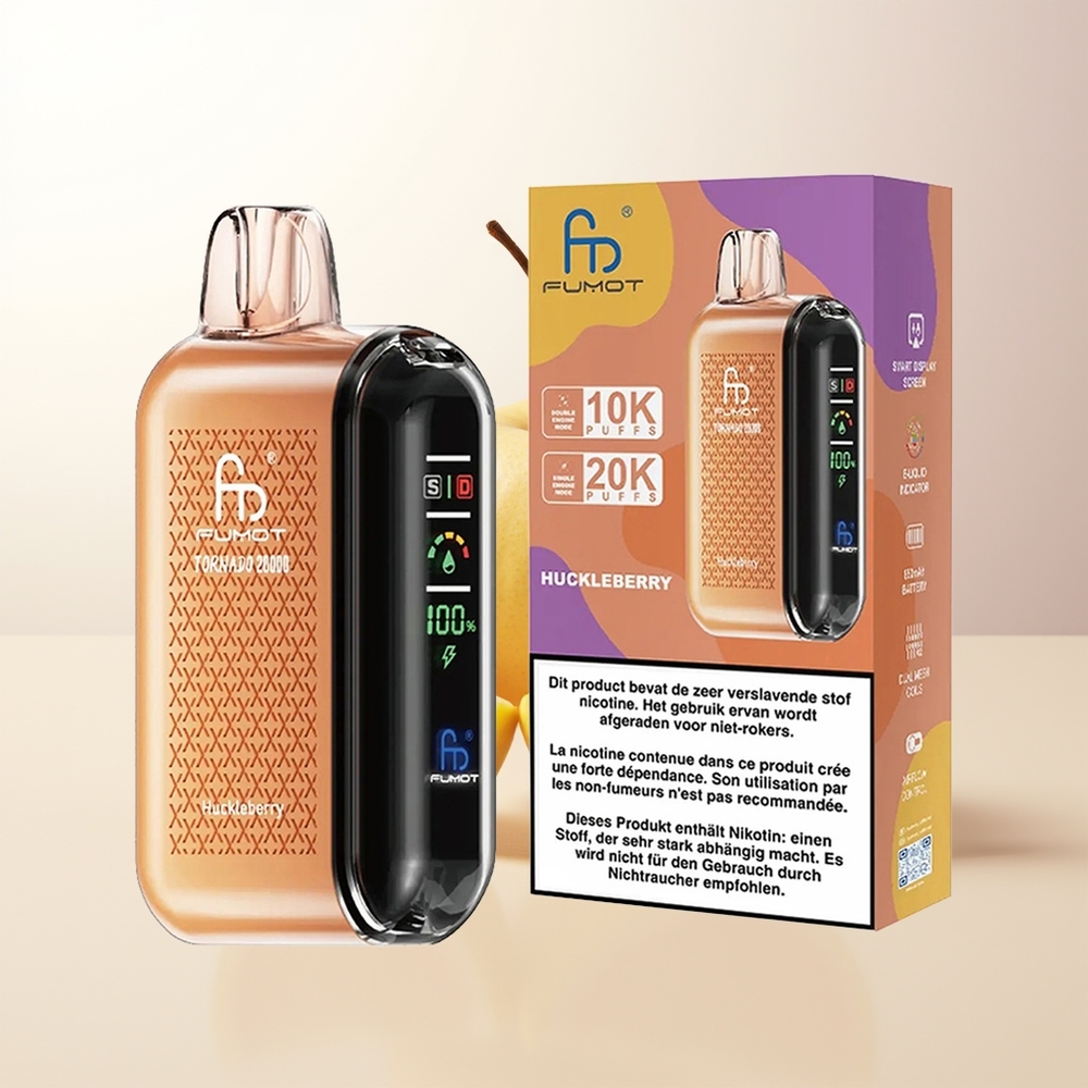 Fumot Tornado 20000 Puffs Blåbär Dual Mesh Coil Smart Display Luftflödeskontroll