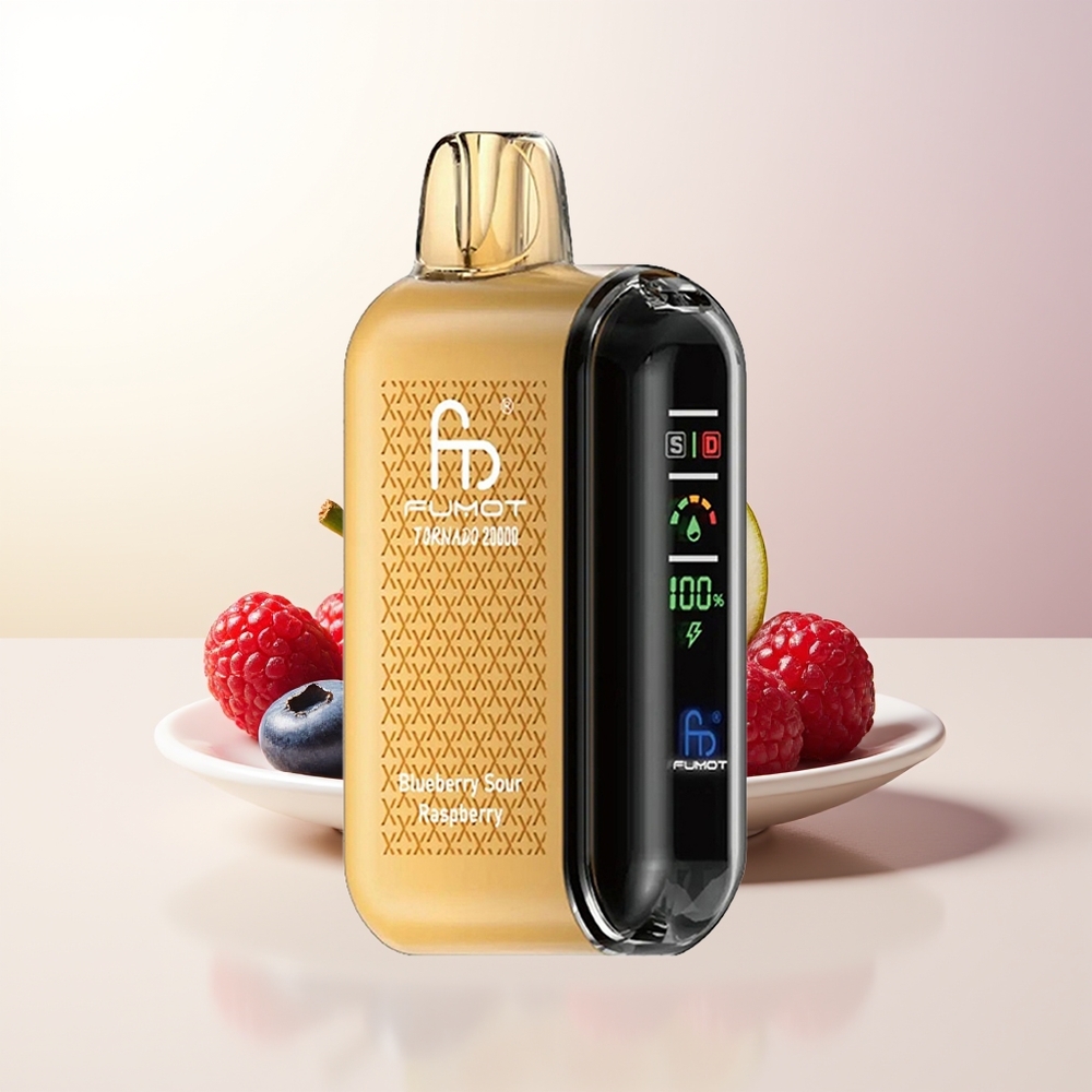 Fumot Tornado 20000 Puffs Blåbär Sur Hallon Dual Mesh Coil Smart Display Airflow Control