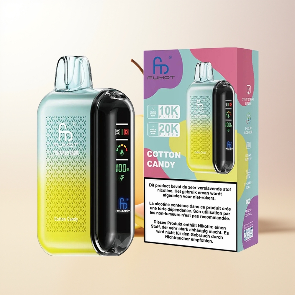 Fumot Tornado 20000 Puffs Bomullsgodis Dual Mesh Coil Smart Display