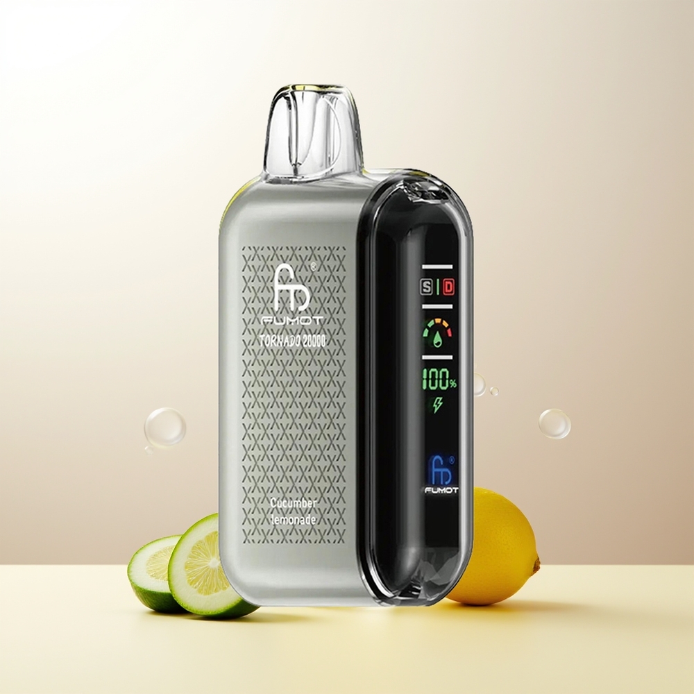 Fumot Tornado 20000 Puffs Gurka Citronad Smart Display Luftflödeskontroll Dual Mesh Coil