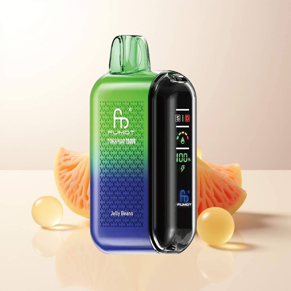 Fumot Tornado 20000 Puffs Jelly Beans Dual Mesh Coil 20ml E-liquid 850mAh Smart Display Airflow Control 2 Nicotine Single Engine Mode