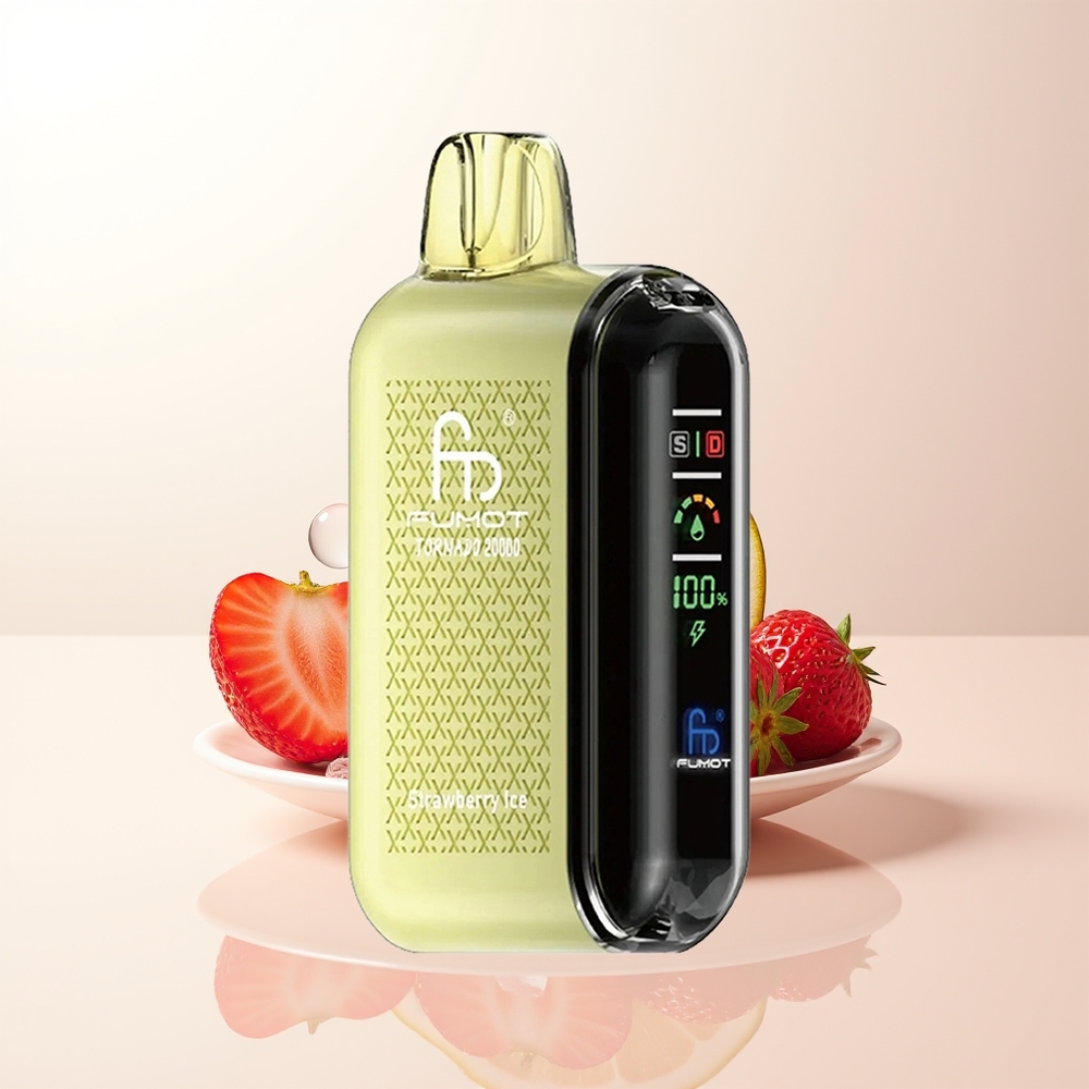 Fumot Tornado 20000 Puffs Jordgubb Is Dual Mesh Coil 20ml 850mAh Smart Display Airflow Control 2 Nicotine Single Engine Mode