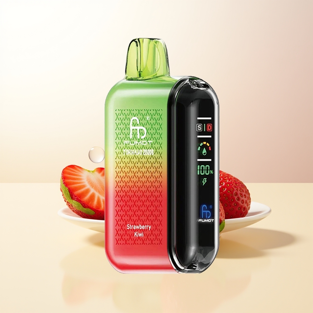 Fumot Tornado 20000 Puffs Jordgubb Kiwi Dual Mesh Coil Smart Display Luftflödeskontroll