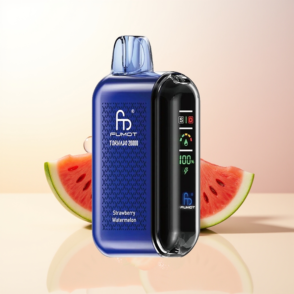 Fumot Tornado 20000 Puffs Jordgubbe Vattenmelon Dual Mesh Coil Smart Display Luftflödeskontroll