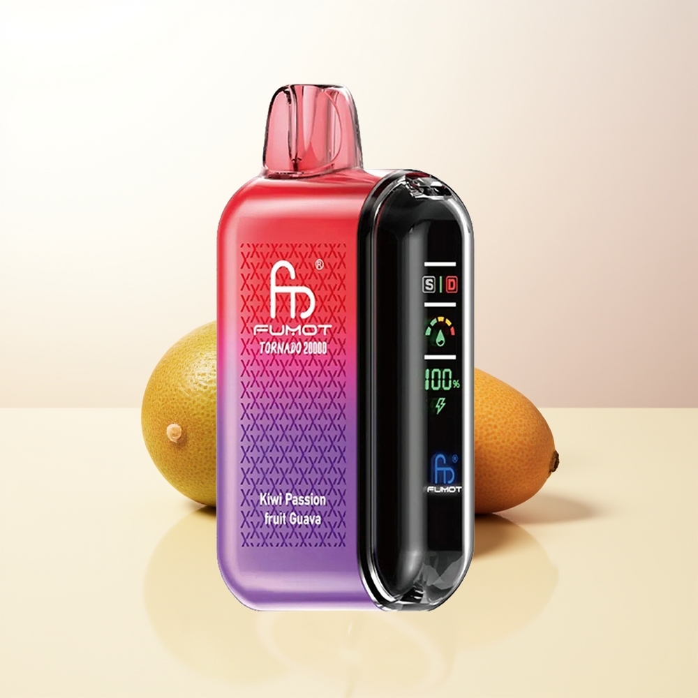 Fumot Tornado 20000 Puffs Kiwi Passionsfrukt Guava Dual Mesh Coil Smart Display Luftflödeskontroll