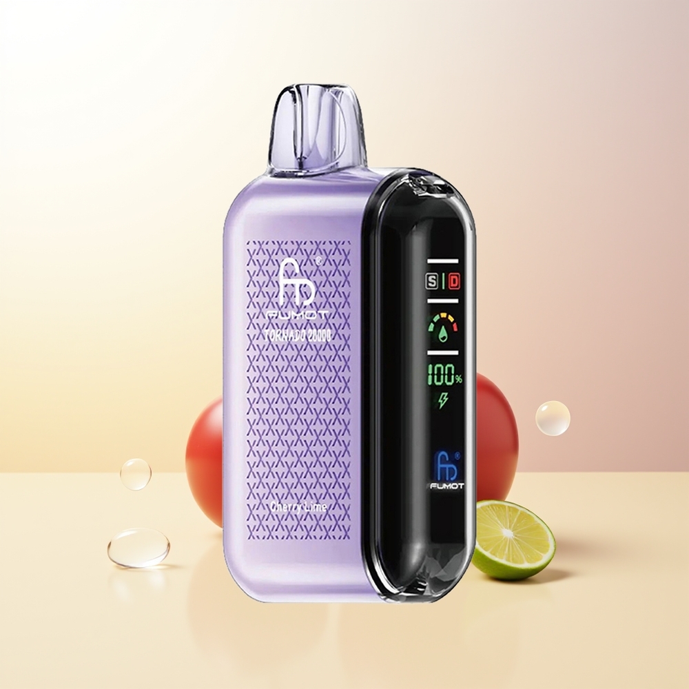 Fumot Tornado 20000 Puffs Körsbär Lime Dual Mesh Coil Smart Display Airflow Control