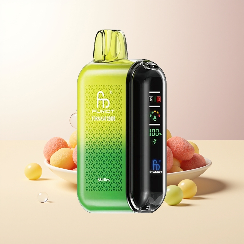 Fumot Tornado 20000 Puffs Regnbåge Dual Mesh Coil Smart Display Airflow Control