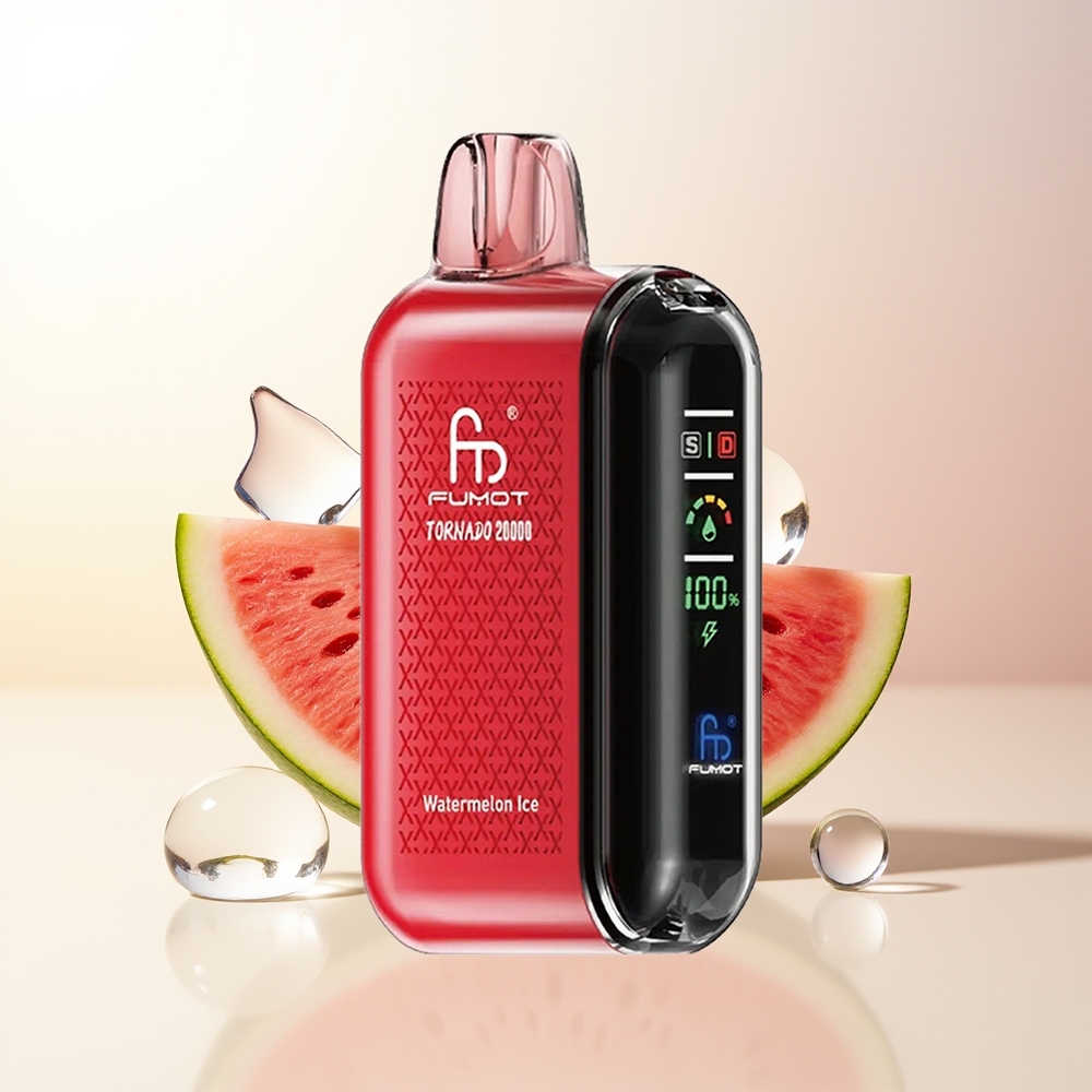 Fumot Tornado 20000 Puffs Vattenmelon Is Dual Mesh Coil Smart Display Airflow Control