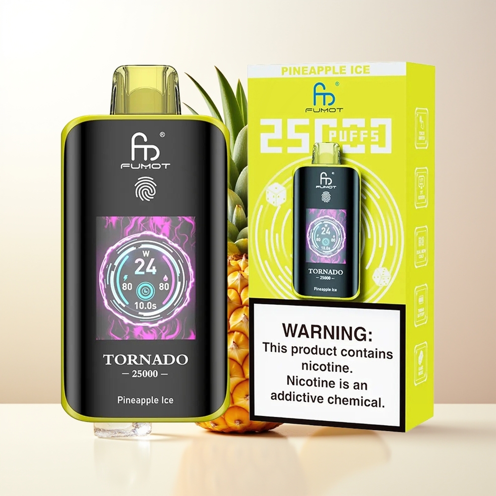 Fumot Tornado 25000 Puffar Ananas Is HD Skärm 700mAh Laddningsbart 20ml Fyllt Typ-C Laddning