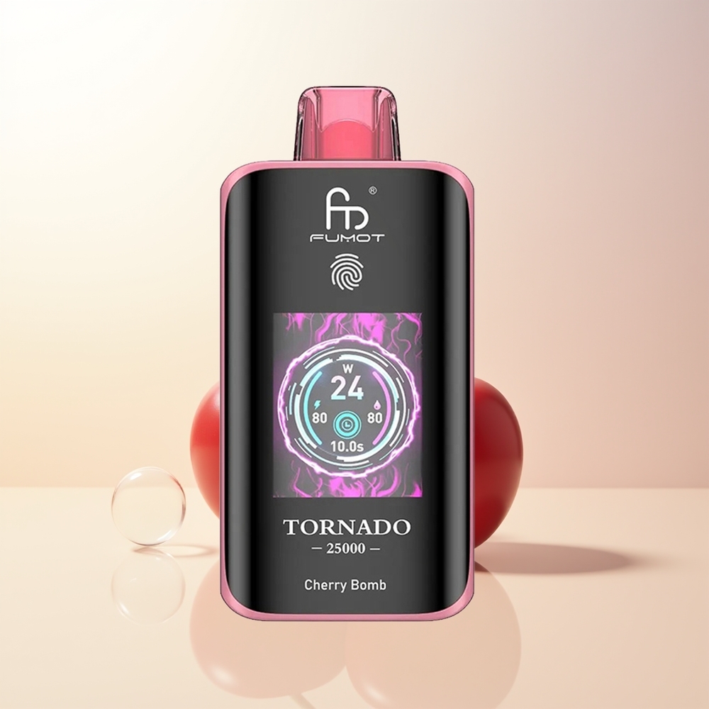Fumot Tornado 25000 Puffar HD Skärm 700mAh Laddningsbart Batteri 20ml Förfylld Vätska Körsbärsbomb