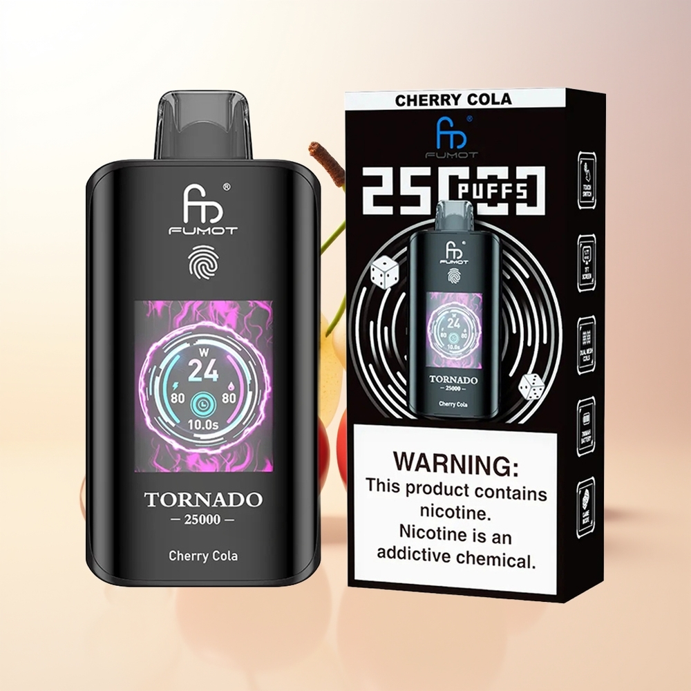 Fumot Tornado 25000 Puffar Körsbärs Cola HD Skärm 700mAh 20ml Typ-C