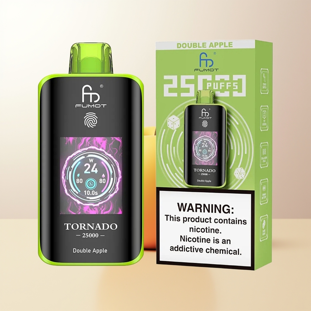 Fumot Tornado 25000 Puffs Dubbel Äpple HD Skärm 700mAh Batteri 20ml Type-C Laddning