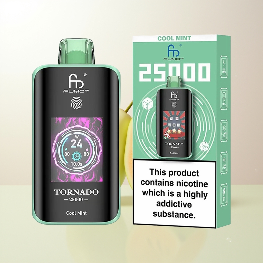 Fumot Tornado 25000 Puffs Kylmynta HD Skärm 700mAh Batteri 20ml E-vätska Type-C