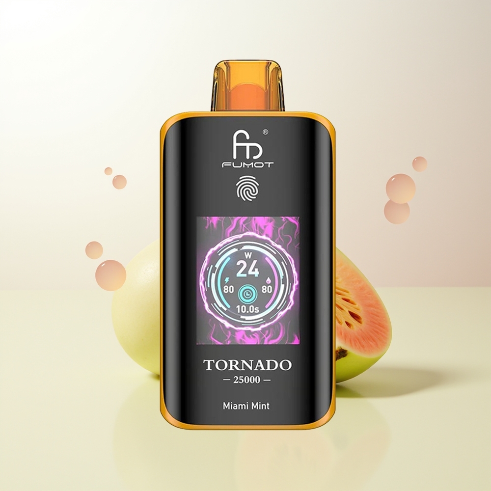 Fumot Tornado 25000 Puffs Miami Mynta HD Skärm 700mAh Batteri 20ml E-vätska Typ-C Laddning