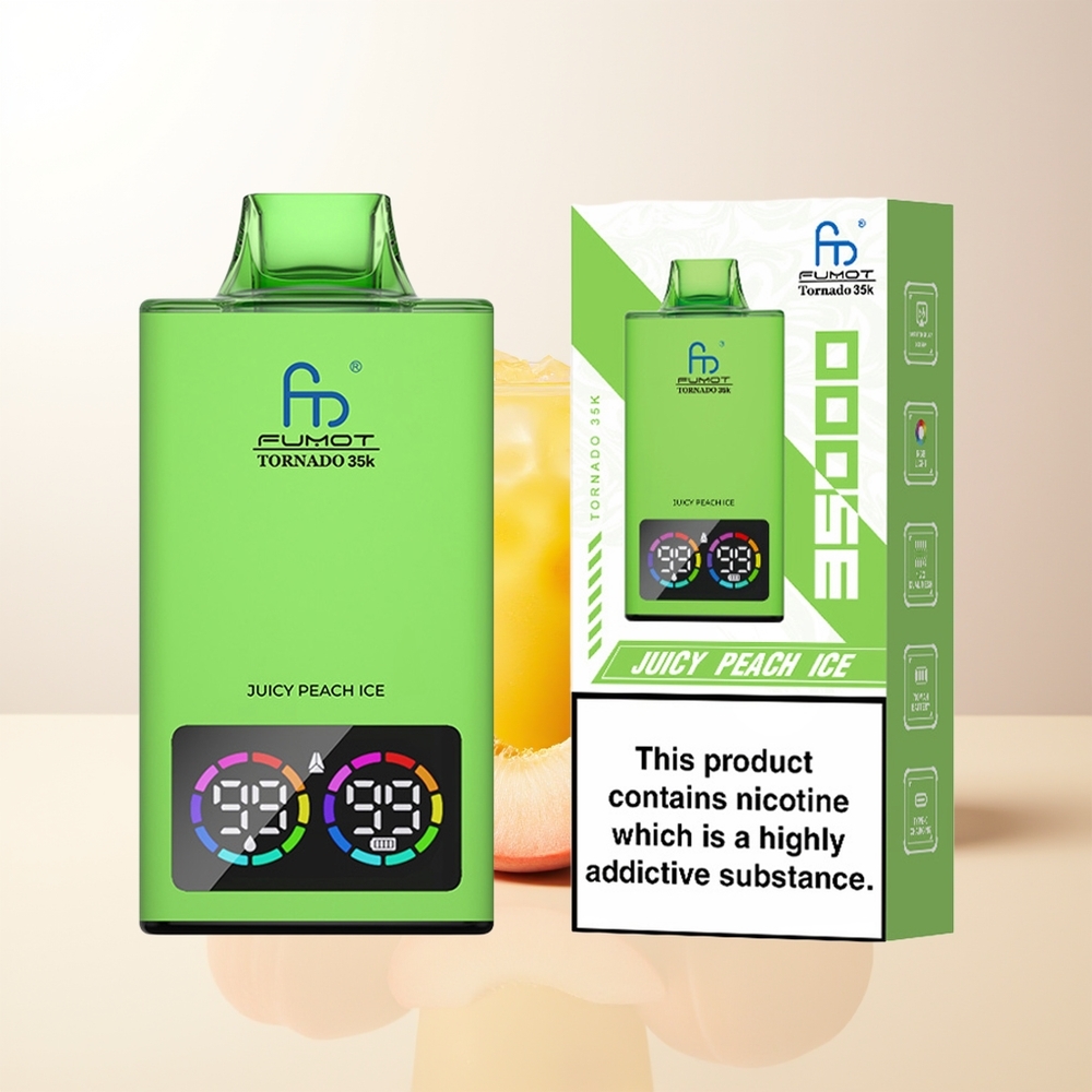 Fumot Tornado 35000 Juicy Peach Is Dual Mesh Coil RGB Ljus USB-C