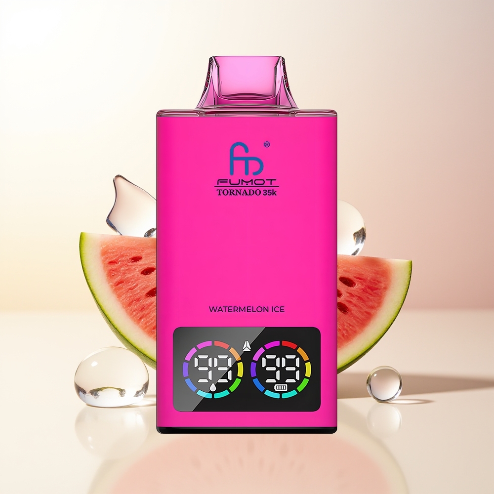 Fumot Tornado 35000 Vattenmelon Is Dual Mesh Coil E-liquid Indicator RGB Ljus 15ml E-juice 700 MAH Battery USB-C