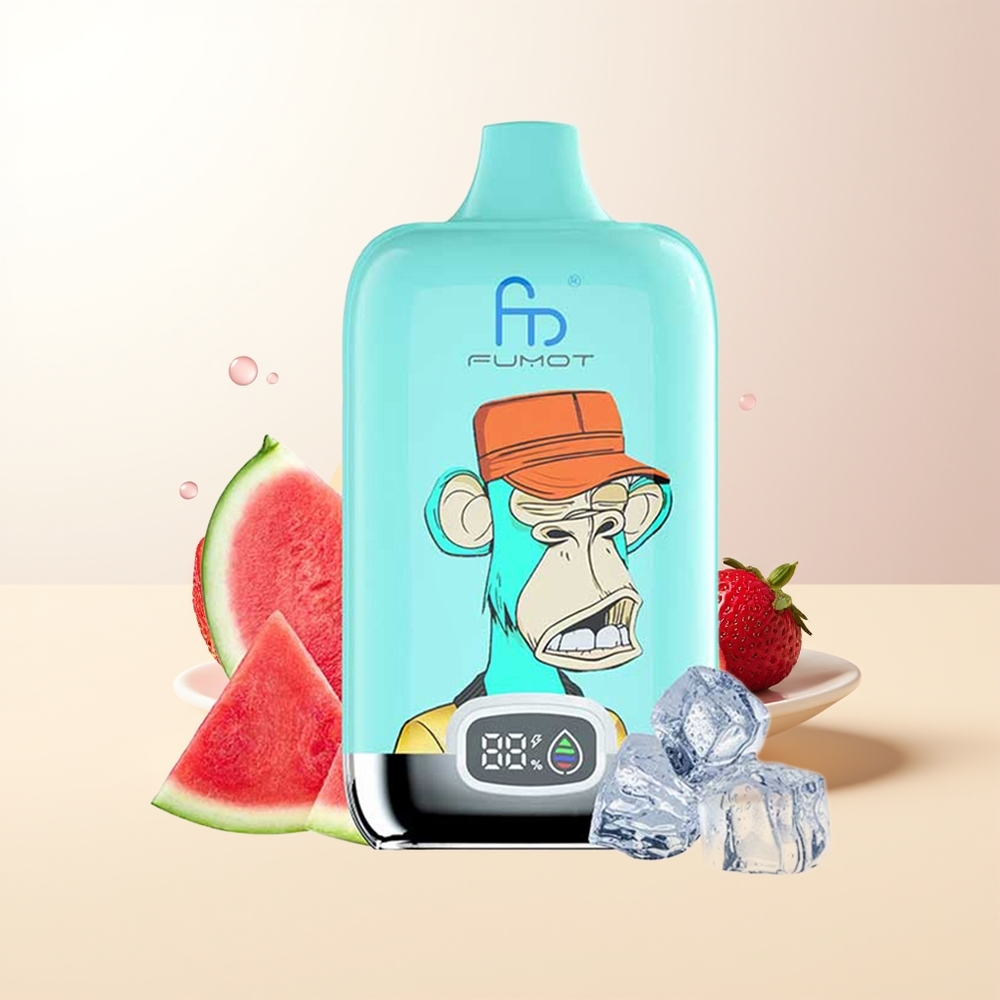 Fumot Tornado Digital Box 12000 Puffs Jordgubbsmunk Mesh Coil 20ml Type-C Laddningsbar MTL