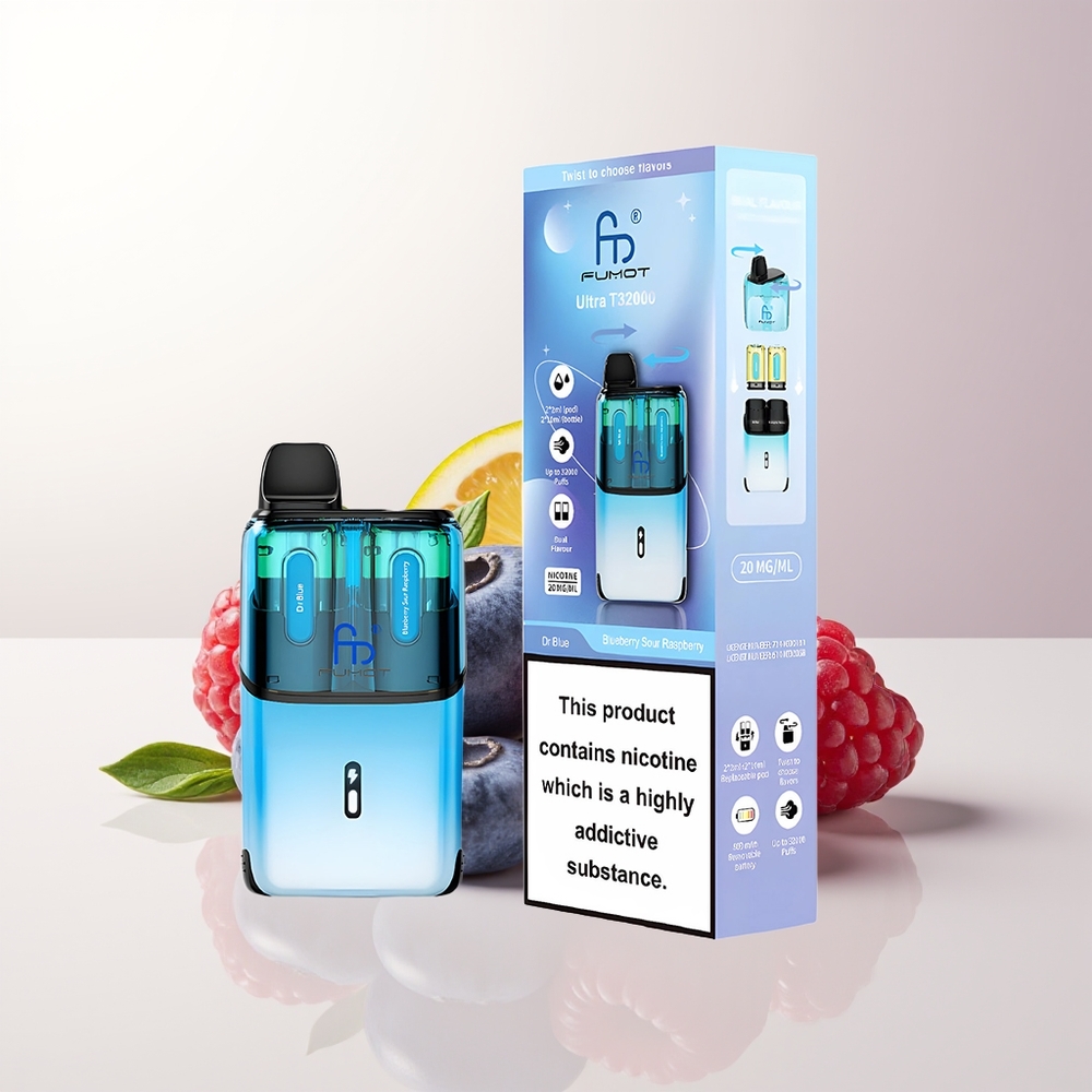 Fumot Ultra T32000 32000 Blå (Blåbär Sur Hallon) 800mAh Typ-C Laddning Mesh Coil 24ml 20mg