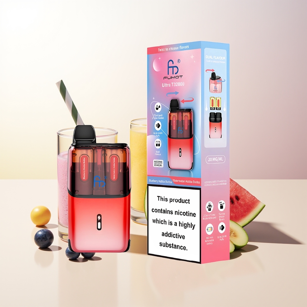 Fumot Ultra T32000 32000 puffar Blåbär Hubba Bubba - Vattenmelon Hubba Bubba 800mAh 24ml Type-C Mesh Coil